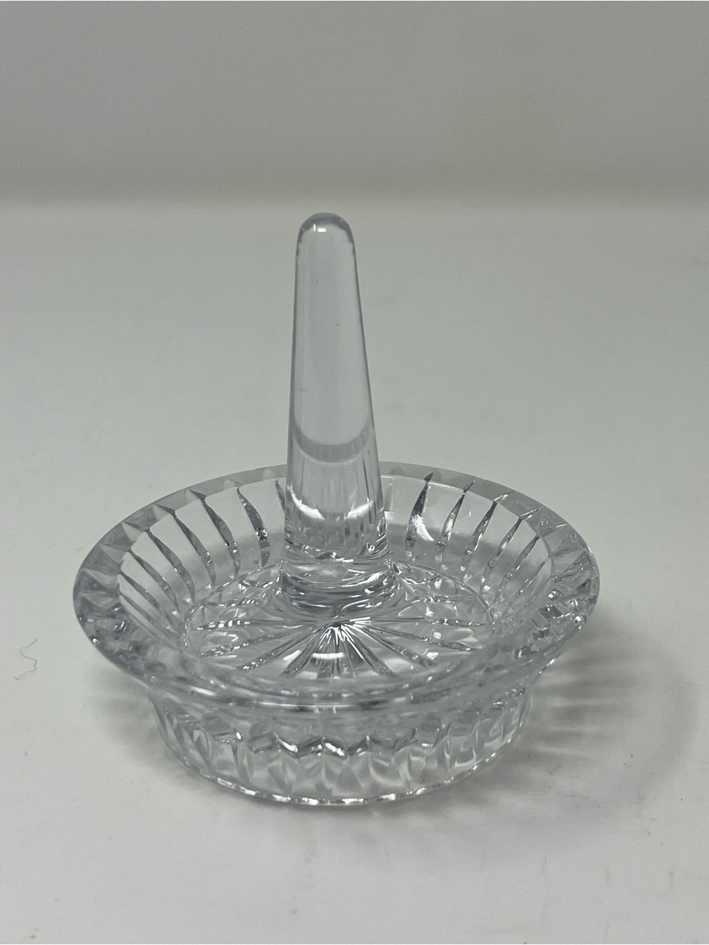 Vintage Crystal Ring Holder Dish Unmarked | Cut Crystal Jewelry Organizer Chic - Picture 1 of 5